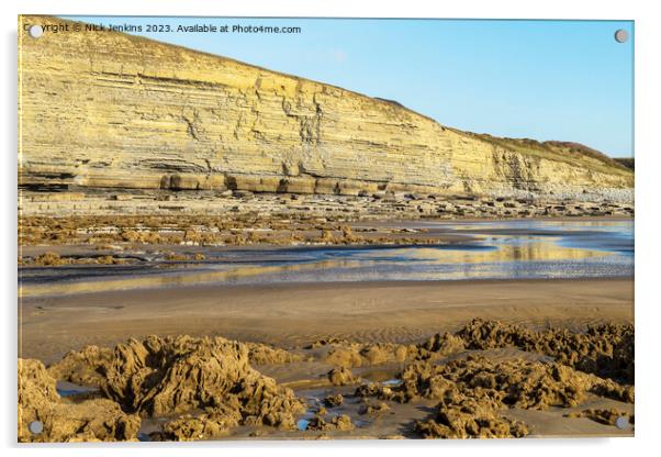 Rocks Sand and Cliffs Dunraven Bay  Acrylic by Nick Jenkins