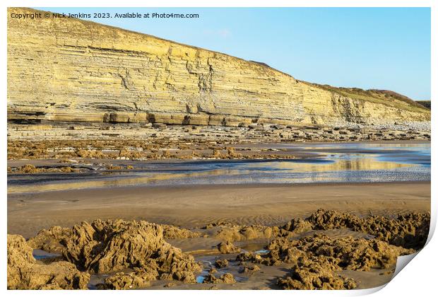 Rocks Sand and Cliffs Dunraven Bay  Print by Nick Jenkins