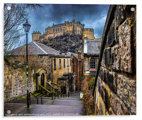 Edinburgh Castle from The Vennel. Acrylic by John Godfrey Photography