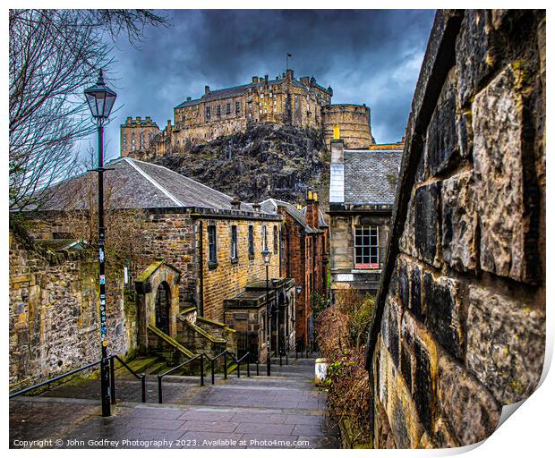 Edinburgh Castle from The Vennel. Print by John Godfrey Photography