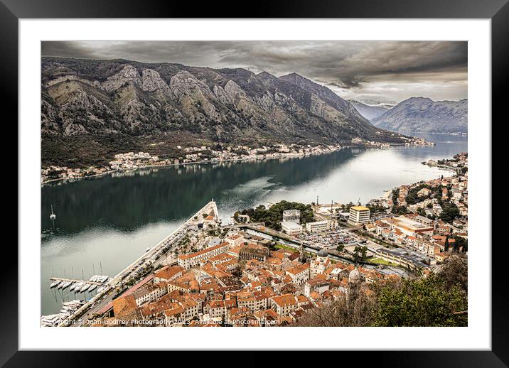 Kotor Old Town & Bay. Framed Mounted Print by John Godfrey Photography