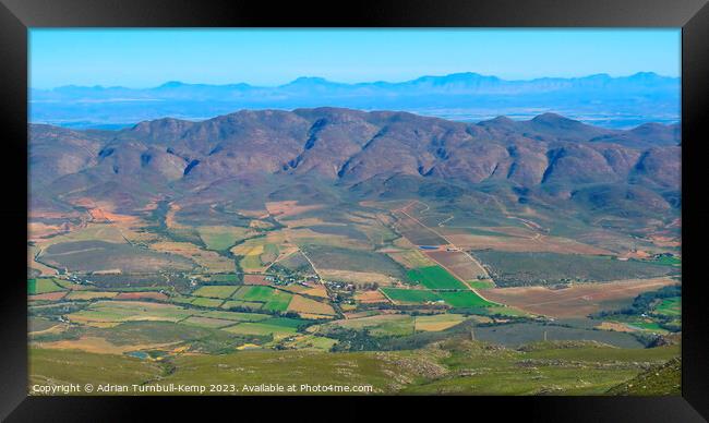 A patchwork of farms in the Matjies River valley  Framed Print by Adrian Turnbull-Kemp