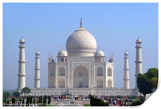 Visitors at the Taj Mahal Print by Serena Bowles