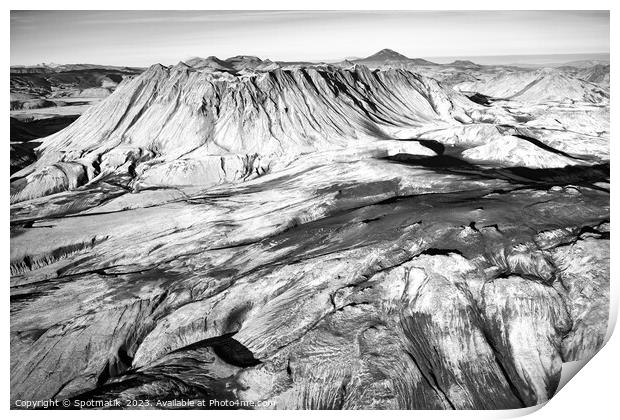 Aerial view of Landmannalaugar National Park Wilderness Iceland  Print by Spotmatik 