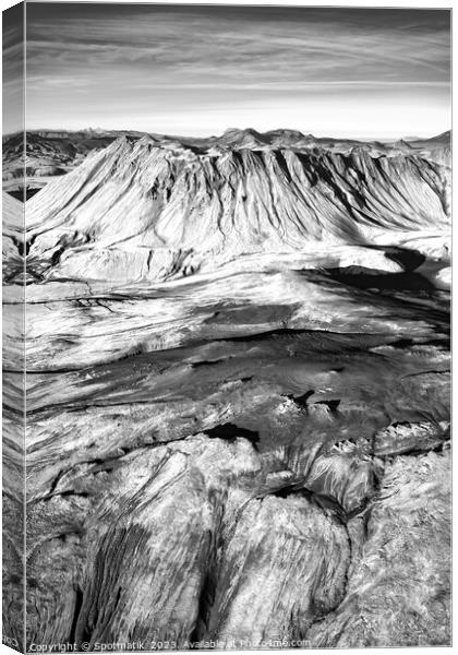 Aerial view of Icelandic volcanic Landmannalaugar Canvas Print by Spotmatik 