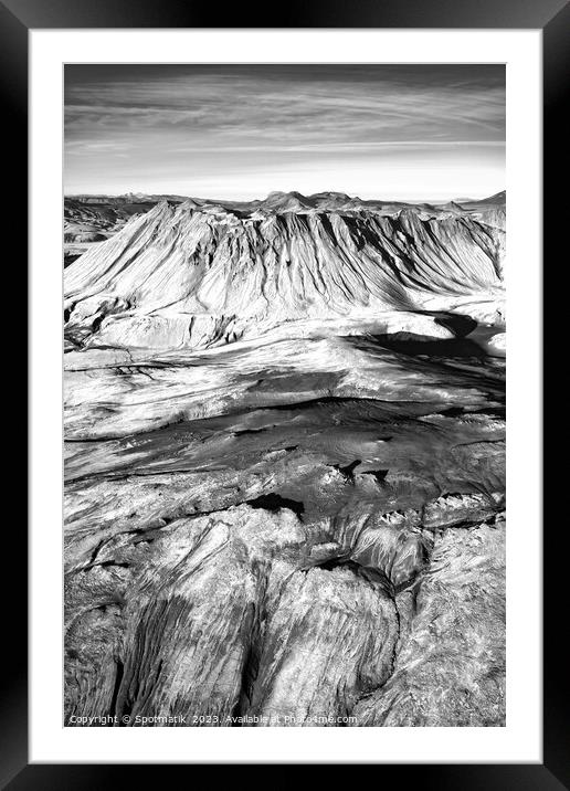 Aerial view of Icelandic volcanic Landmannalaugar Framed Mounted Print by Spotmatik 