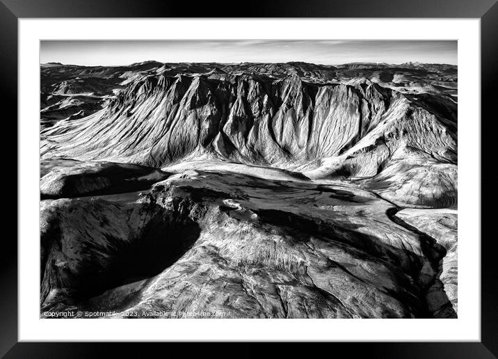 Aerial Landmannalaugar National Park Iceland volcanic mountains  Framed Mounted Print by Spotmatik 