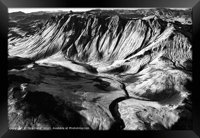 Aerial Iceland Landmannalaugar National Park volcano Framed Print by Spotmatik 