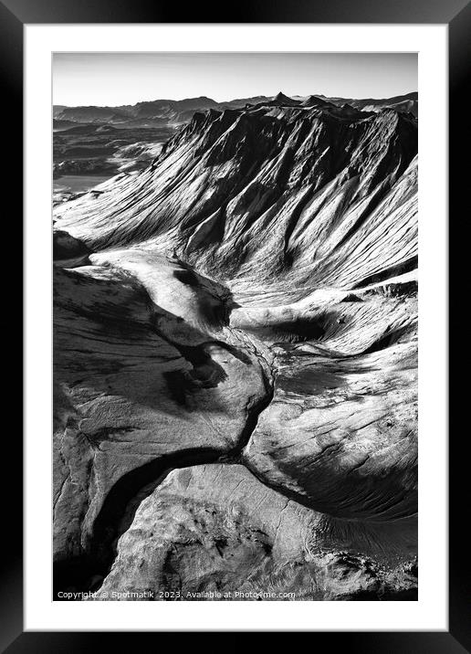 Aerial view Icelandic volcanic Wilderness hiking destination Framed Mounted Print by Spotmatik 
