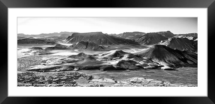 Aerial Panoramic of Icelandic volcanic region glacial meltwater  Framed Mounted Print by Spotmatik 