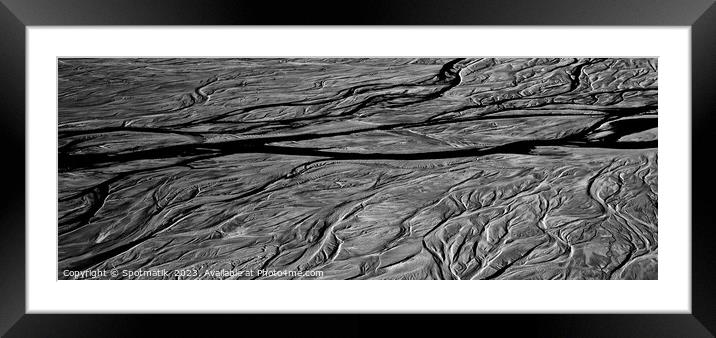 Aerial Panorama view of Icelandic glacial meltwater Europe Framed Mounted Print by Spotmatik 