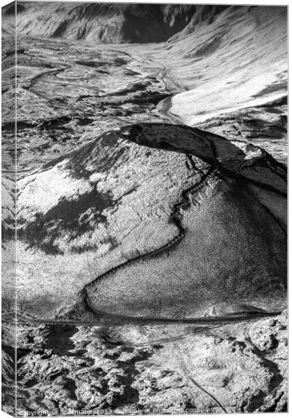 Aerial view of Icelandic volcanic landscape Landmannalaugar Canvas Print by Spotmatik 