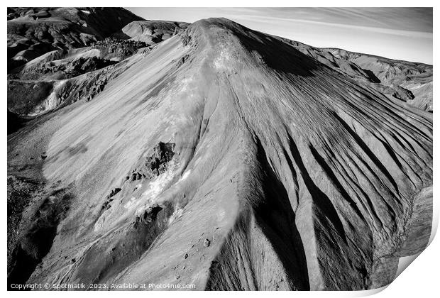 Aerial Icelandic view of Landmannalaugar solidified lava steam  Print by Spotmatik 