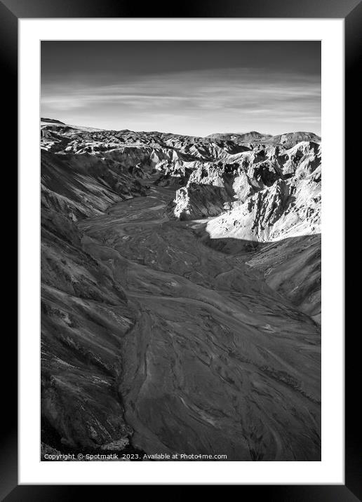 Aerial view of Iceland Landmannalaugar National Park Framed Mounted Print by Spotmatik 