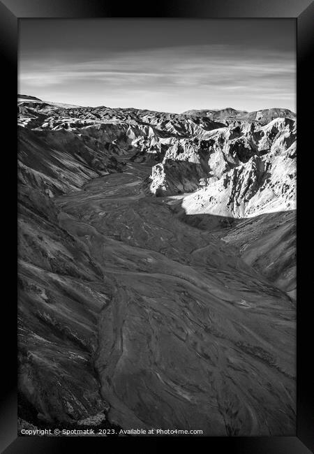 Aerial view of Iceland Landmannalaugar National Park Framed Print by Spotmatik 