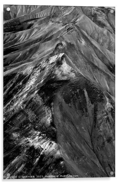 Aerial Landscape view of Iceland mountains summer  Acrylic by Spotmatik 