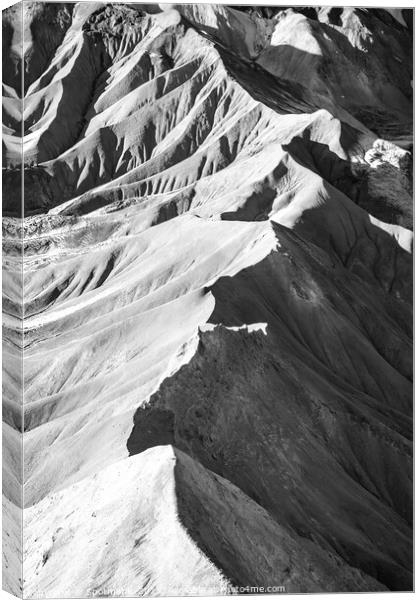 Aerial of Icelandic Landmannalaugar mineral rich volcano Canvas Print by Spotmatik 