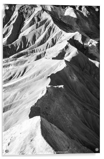 Aerial of Icelandic Landmannalaugar mineral rich volcano Acrylic by Spotmatik 