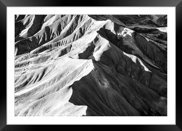 Aerial Icelandic remote Wilderness of Landmannalaugar Framed Mounted Print by Spotmatik 