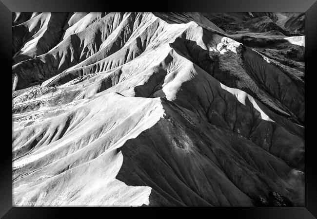 Aerial Icelandic remote Wilderness of Landmannalaugar Framed Print by Spotmatik 