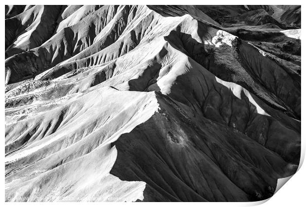 Aerial Icelandic remote Wilderness of Landmannalaugar Print by Spotmatik 