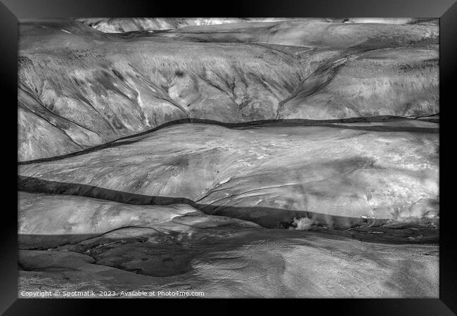 Aerial Icelandic view remote Wilderness Landmannalaugar Framed Print by Spotmatik 