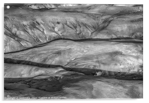 Aerial Icelandic view remote Wilderness Landmannalaugar Acrylic by Spotmatik 