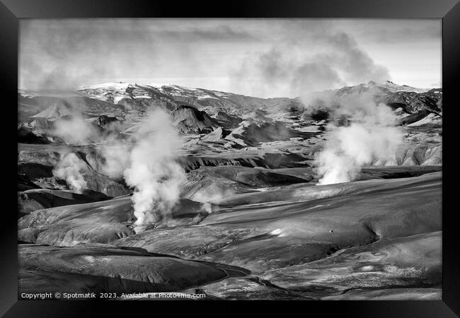 Aerial Icelandic remote Wilderness of Landmannalaugar Framed Print by Spotmatik 