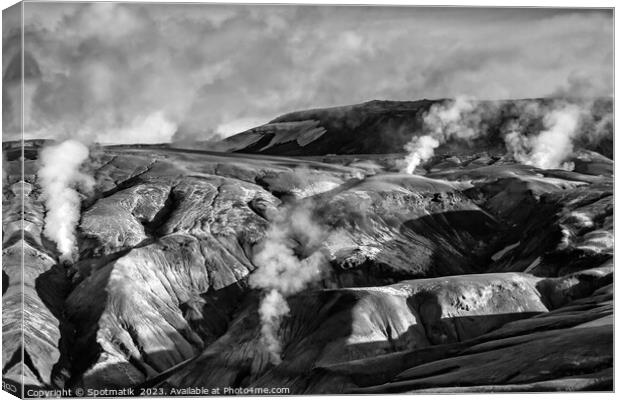 Aerial volcanic hot springs Iceland travel tourism Canvas Print by Spotmatik 