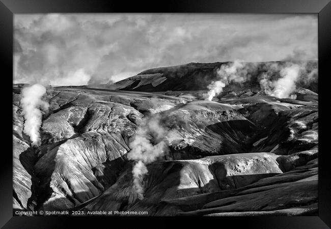 Aerial volcanic hot springs Iceland travel tourism Framed Print by Spotmatik 