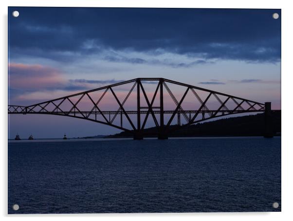 Forth Rail Bridge Sunset Acrylic by Emma Dickson