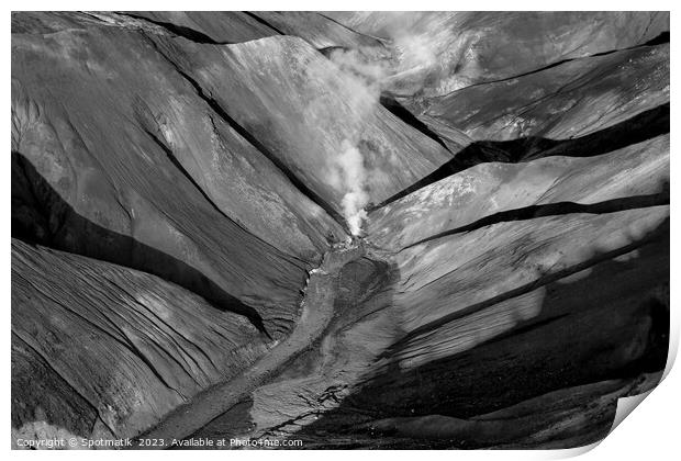 Aerial Icelandic Wilderness of Landmannalaugar Print by Spotmatik 