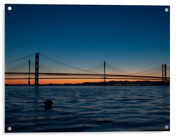 Queensferry Crossing Sunset Acrylic by Emma Dickson