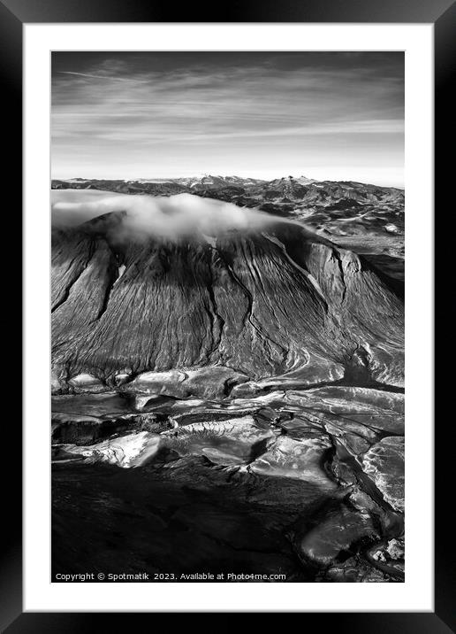 Aerial view of Icelandic volcanic landscape Europe Framed Mounted Print by Spotmatik 