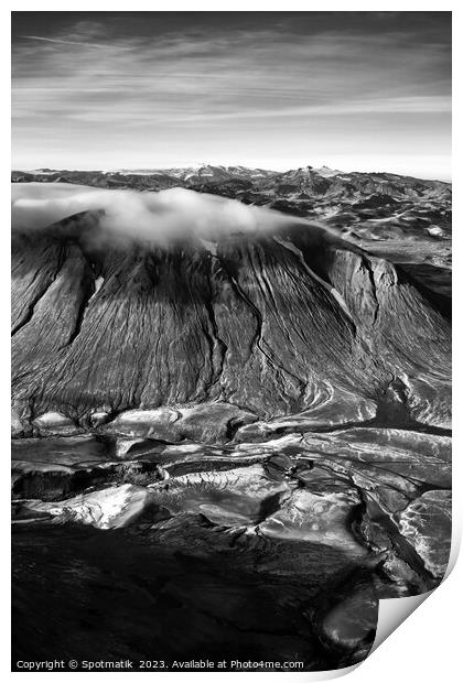 Aerial view of Icelandic volcanic landscape Europe Print by Spotmatik 