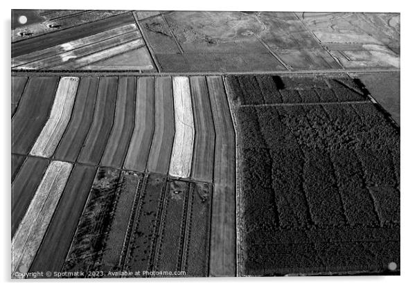 Aerial of Icelandic agricultural farming crops green countryside Acrylic by Spotmatik 