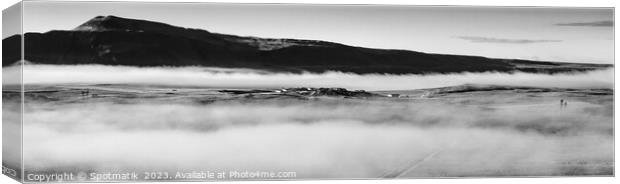 Aerial Panoramic of Icelandic early morning mist Canvas Print by Spotmatik 