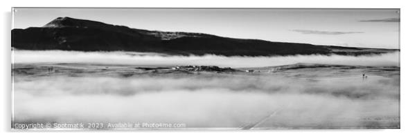 Aerial Panoramic of Icelandic early morning mist Acrylic by Spotmatik 