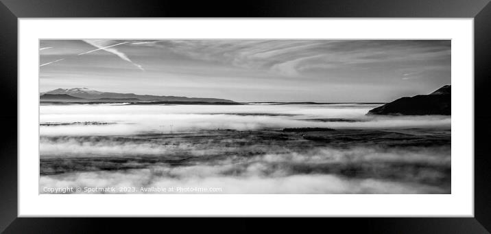 Aerial Panoramic of Icelandic morning mist travel tourism  Framed Mounted Print by Spotmatik 