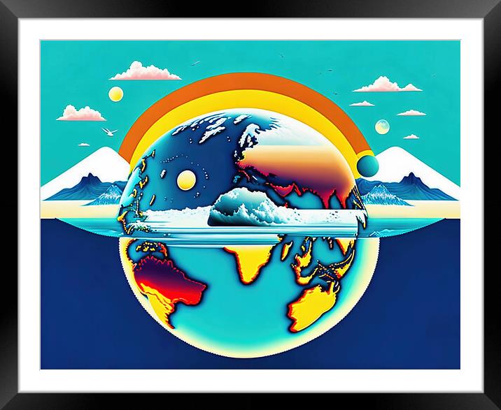"Vanishing Continents" Framed Mounted Print by Roger Mechan