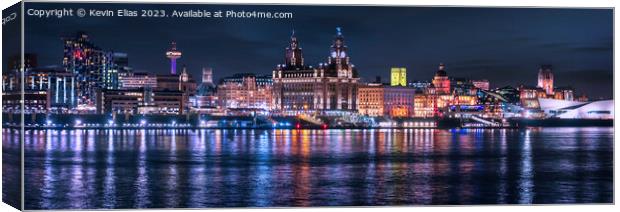 Liverpool's Glittering Waterfront Panorama Canvas Print by Kevin Elias