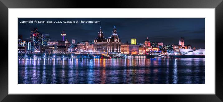 Liverpool's Glittering Waterfront Panorama Framed Mounted Print by Kevin Elias