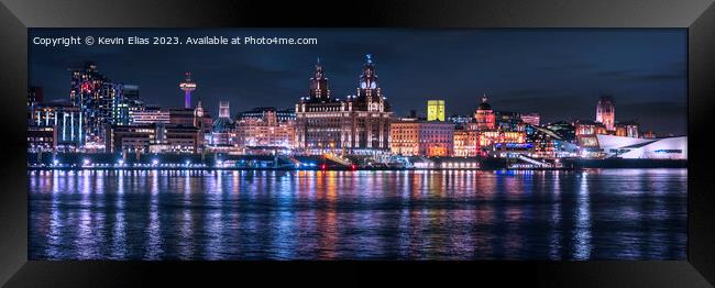 Liverpool's Glittering Waterfront Panorama Framed Print by Kevin Elias