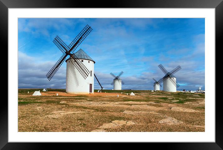Windmills at Campo de Criptana Framed Mounted Print by Helen Hotson