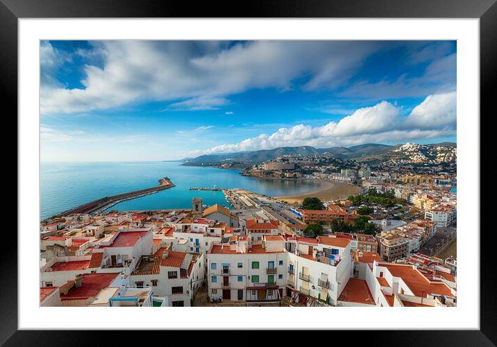 Looking out over Peniscola in Spain Framed Mounted Print by Helen Hotson