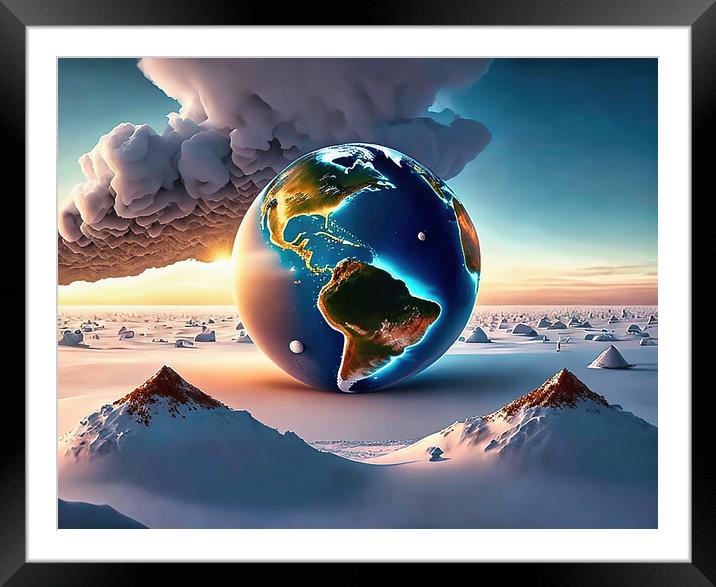 Catastrophic Melting Ice Framed Mounted Print by Roger Mechan