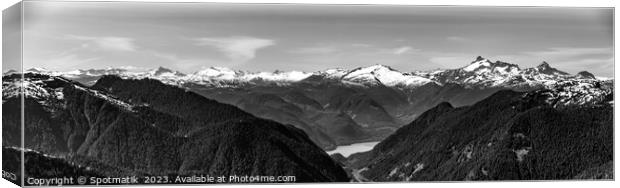 Aerial Panoramic view of Rocky mountains Vancouver Canada Canvas Print by Spotmatik 