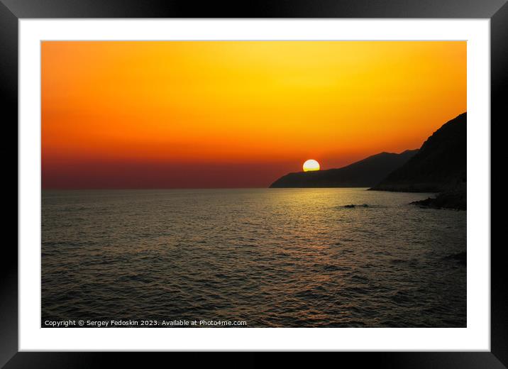 Sunset over mediterranean sea. Italy. Framed Mounted Print by Sergey Fedoskin