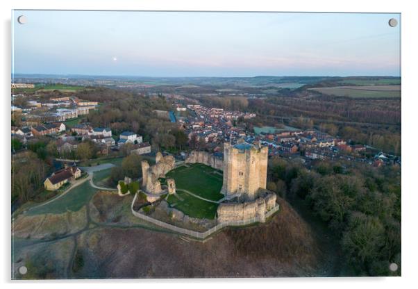 Conisbrough Castle Full Moon Acrylic by Apollo Aerial Photography