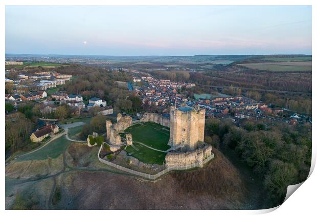 Conisbrough Castle Full Moon Print by Apollo Aerial Photography